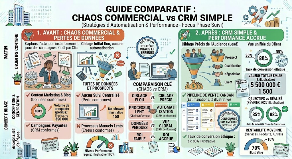 Avant après mise en place d un CRM simple dans une TPE avec pipeline relances et suivi client ( mettre en place )