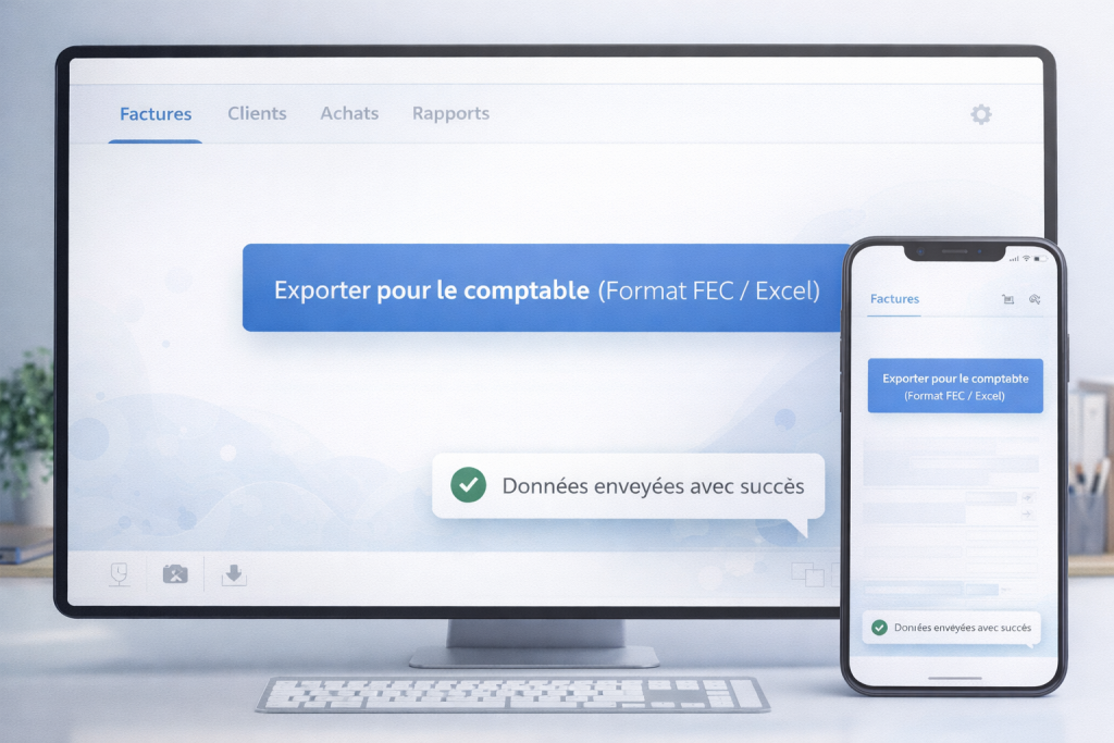 Fonctionnalité d'export comptable indispensable sur un bon logiciel facturation gratuit TPE en 2026.