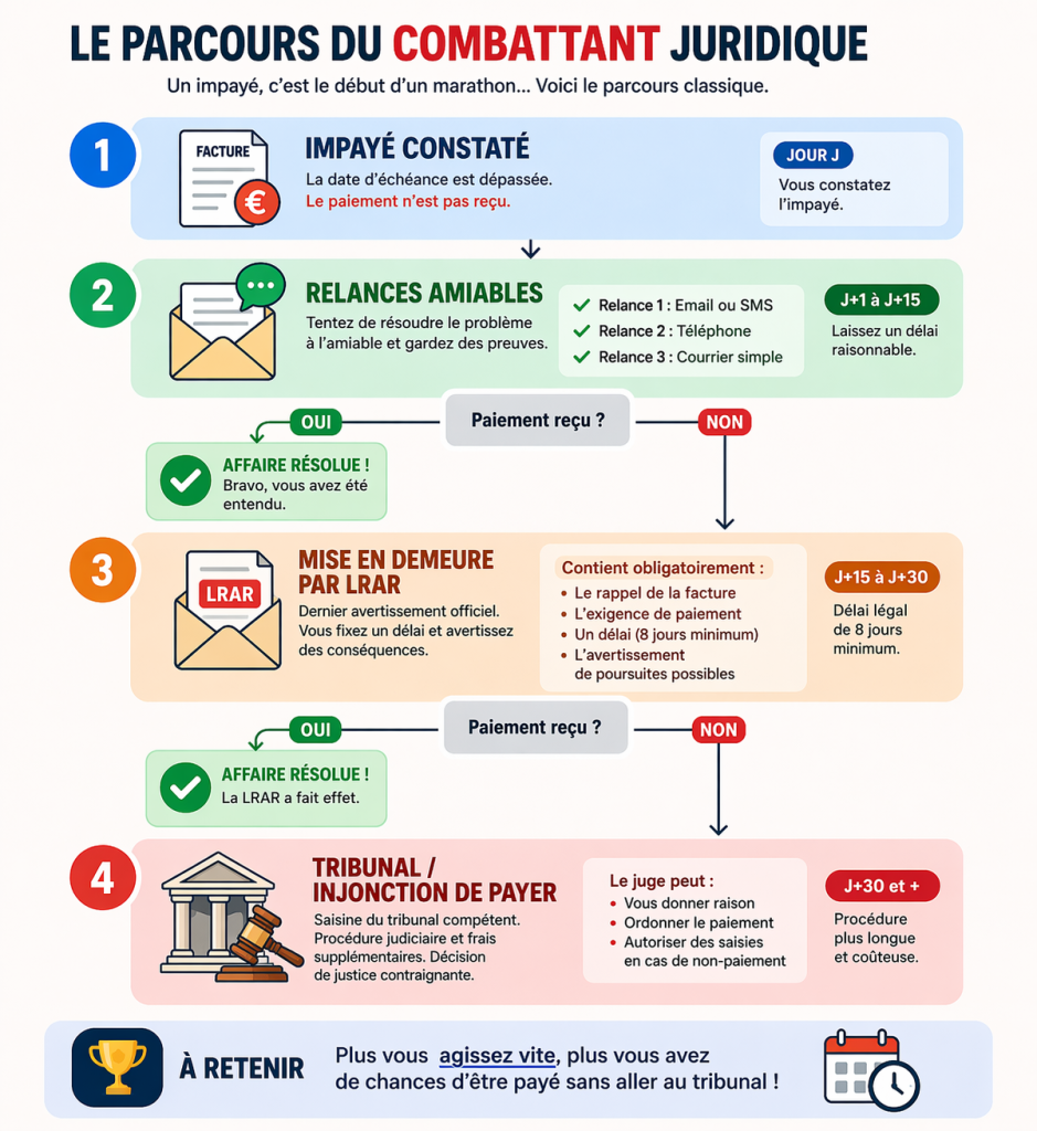 Logigramme du processus de recouvrement et de la facture impayee procedure relance mise en demeure.