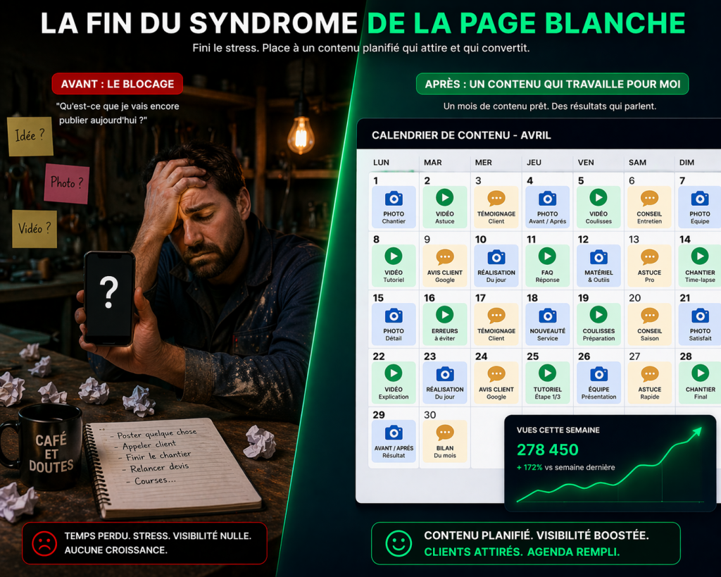 Application du plan contenu 30 jours artisans independants pour booster sa visibilité en 2026.