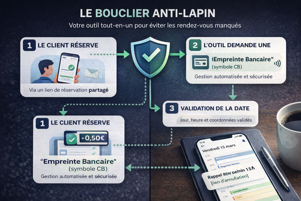 Le processus anti no-show avec la checklist prise rendez vous en ligne tpe en 2026.