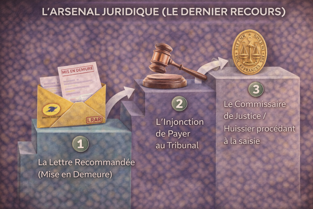 Les étapes légales d'une relances impayes strategie aboutissant au recouvrement forcé.