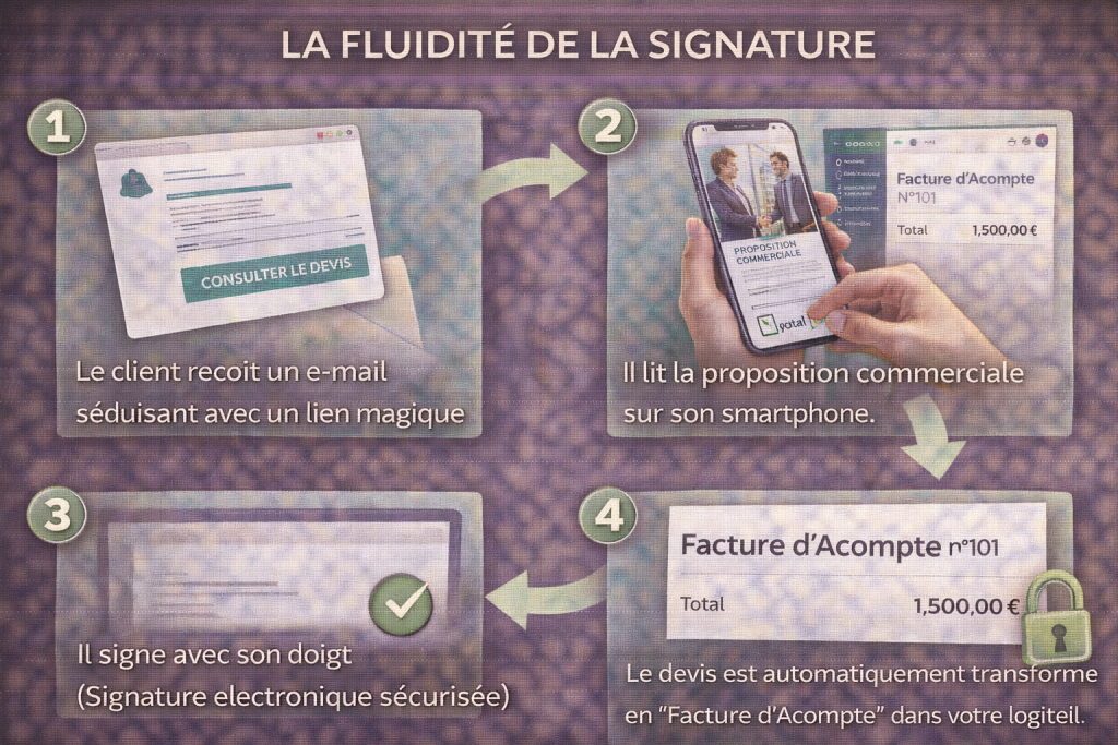 Le processus moderne de conversion d'une structure devis pro 10 blocs via la signature électronique.