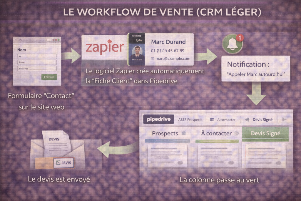 Le fonctionnement automatisé d'un CRM léger en TPE en 2026.