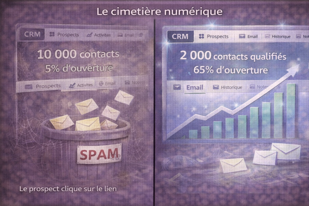 L'importance de nettoyer base contacts crm pour améliorer sa délivrabilité e-mail en 2026.