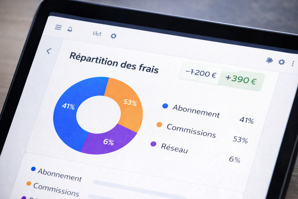 Tableau de bord transparent affichant le détail des commissions et permettant de réduire ses frais de carte bancaire pour une TPE.