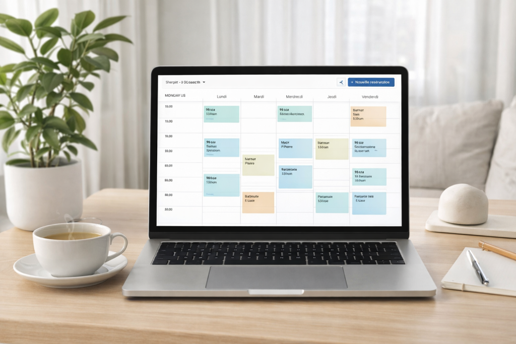 Agenda numérique optimisé pour la prise de rendez-vous en ligne d'un coach ou d'un thérapeute.