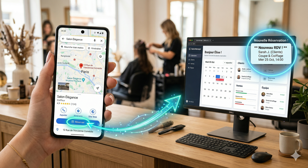 Acquisition de trafic local via une page réservation en ligne structure conversion optimisée.