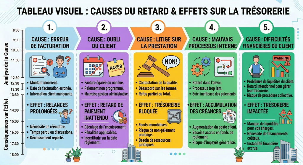 relance facture causes retard tresorerie tpe