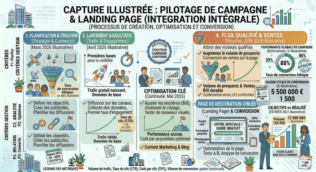 Exemple de campagne Google Ads reliée à une landing page optimisée pour une TPE. SEO
