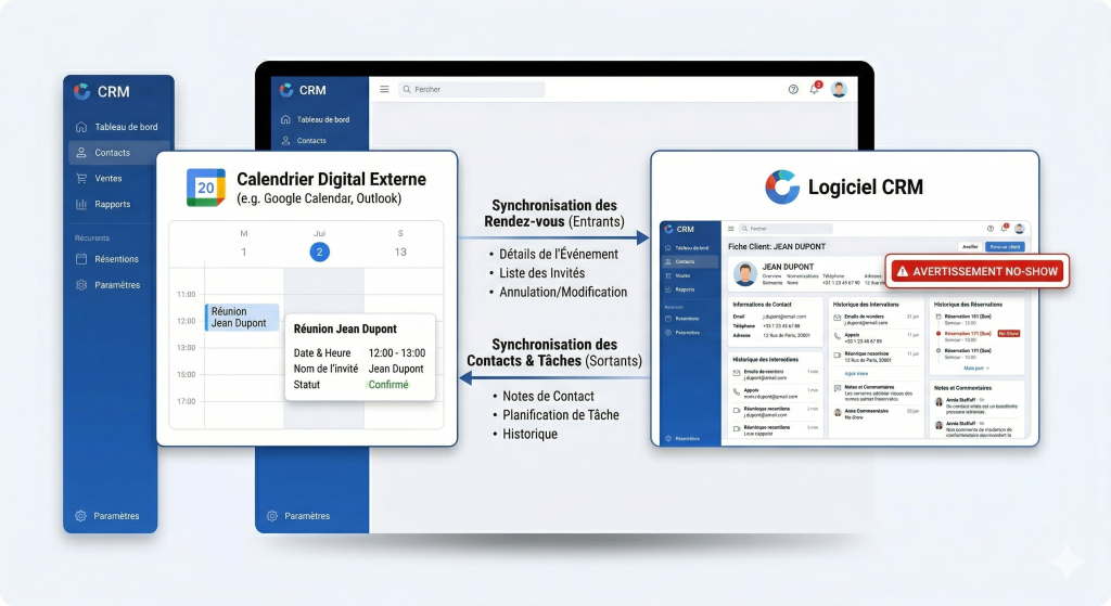 Architecture pour synchroniser son agenda en ligne avec son logiciel CRM en 2026