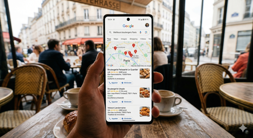 Résultat de recherche locale et fiche Google Business Profile d'une PME en 2026