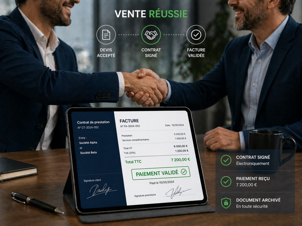 Validation d'un devis par signature électronique et génération de la facture électronique 2026