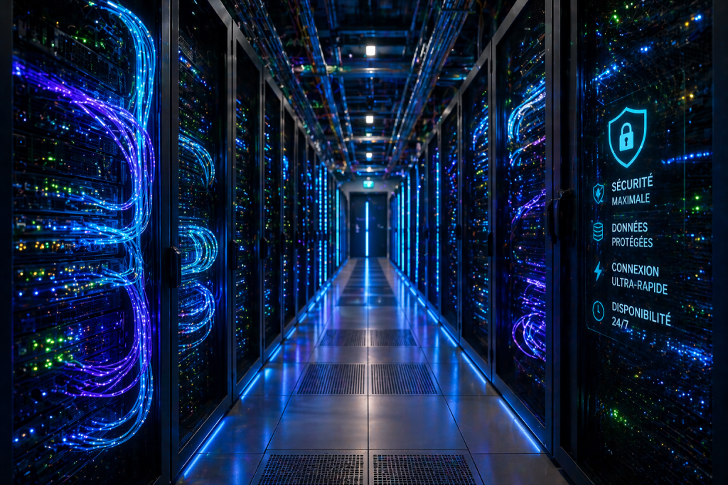Baies de serveurs dans un data center sécurisé pour l'hébergement web des PME en 2026 ( Hébergeur Web )